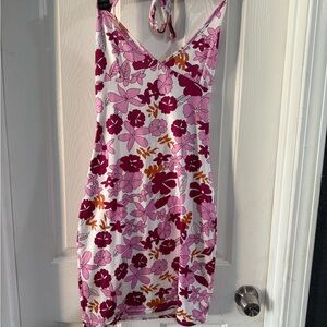 SHEIN Pink and Black Floral Dress